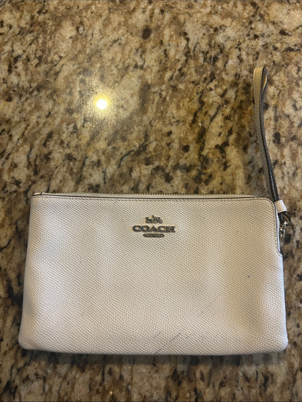 Coach Cream Leather Wristlet with Detachable Strap